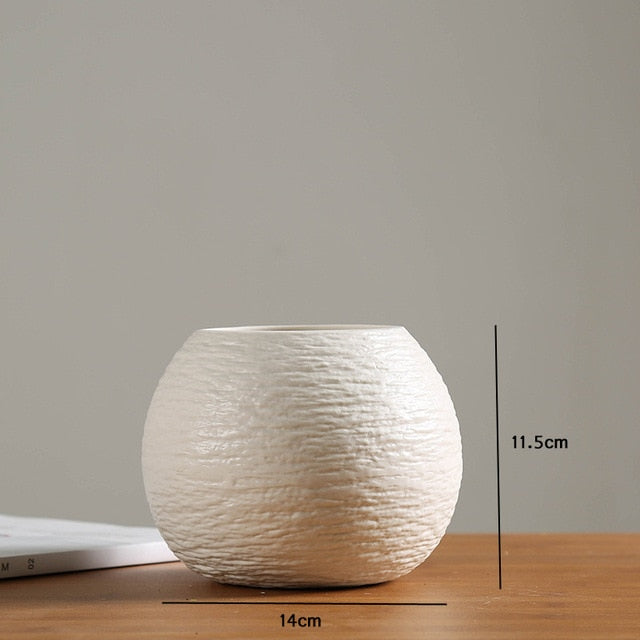 White Ceramic Flower Vase Modern Home Decor