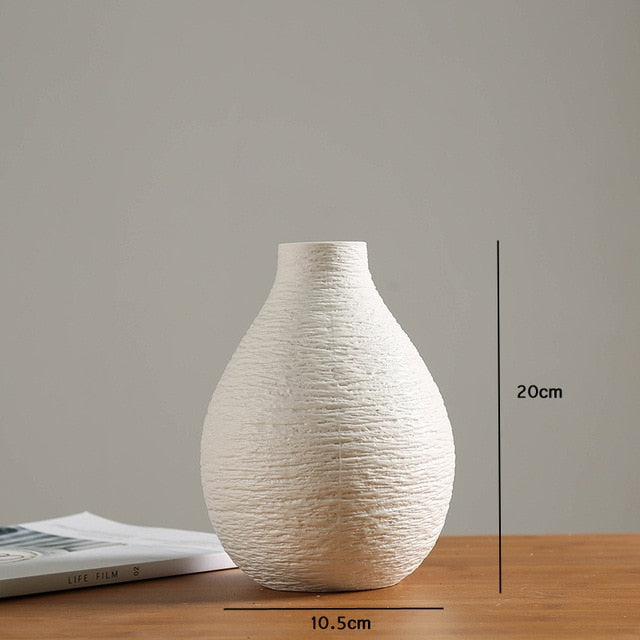White Ceramic Flower Vase Modern Home Decor