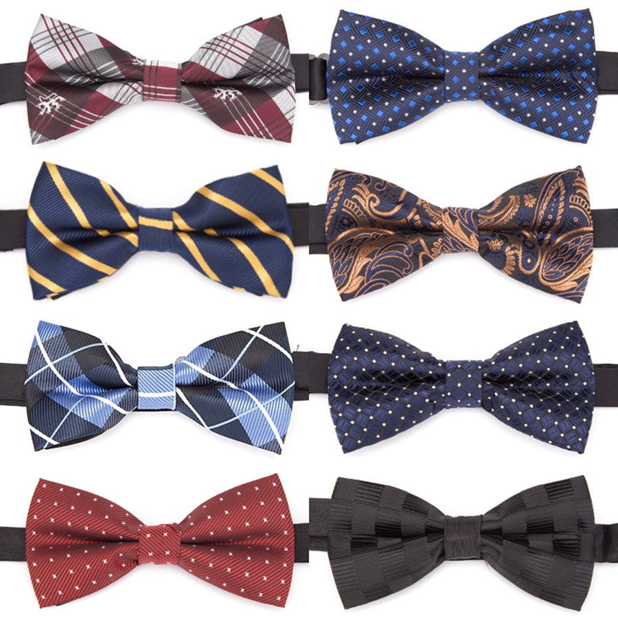 Mens Stripe Dots Plaid Bowtie