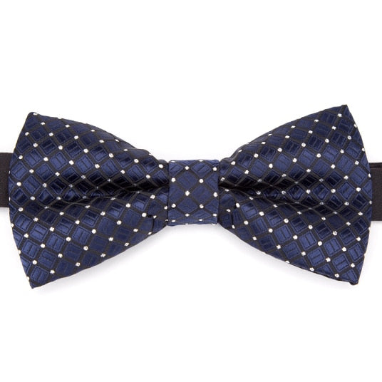 Mens Stripe Dots Plaid Bowtie