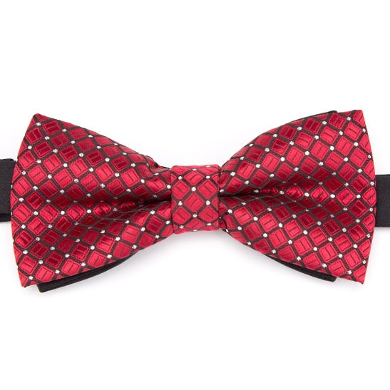 Mens Stripe Dots Plaid Bowtie
