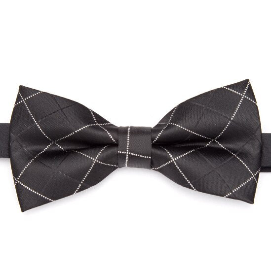 Mens Stripe Dots Plaid Bowtie