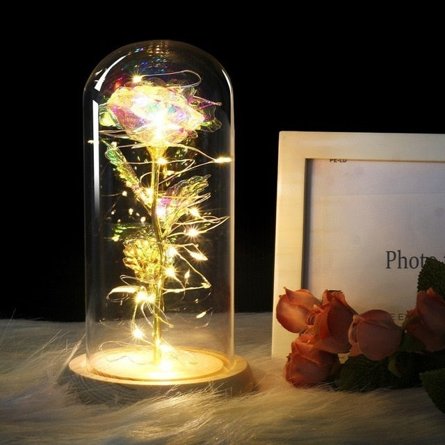 Beauty & The Beast Rose in Glass Romantic Gift