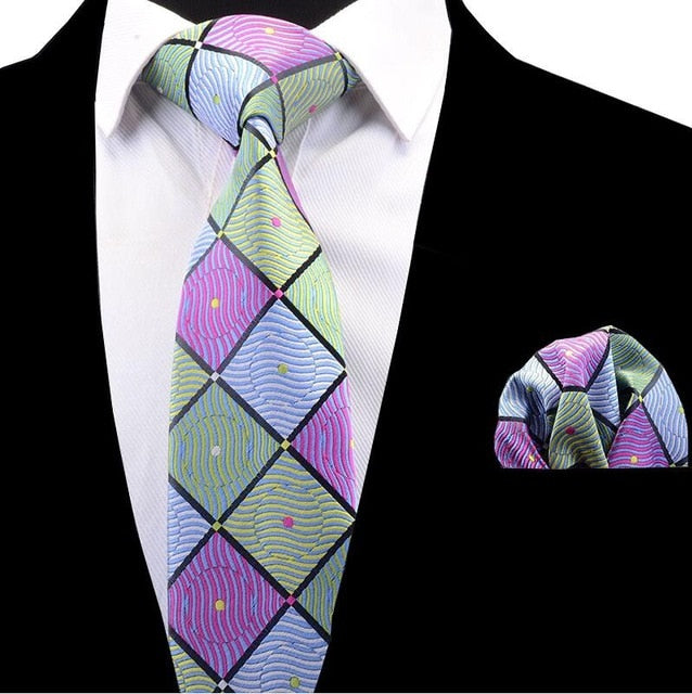 Classic Striped Necktie Plaid Set