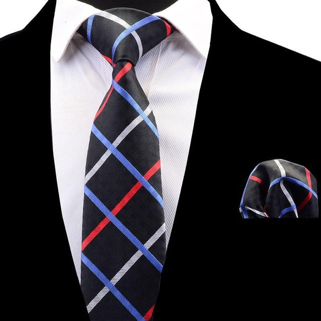 Classic Striped Necktie Plaid Set