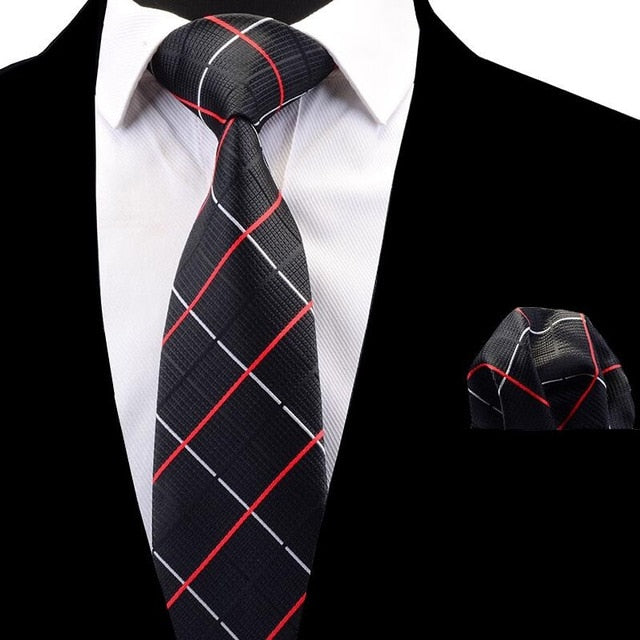 Classic Striped Necktie Plaid Set