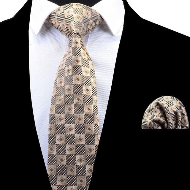 Classic Striped Necktie Plaid Set