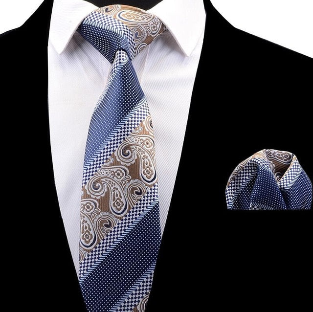 Classic Striped Necktie Plaid Set