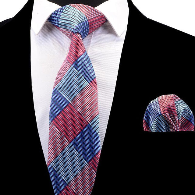 Classic Striped Necktie Plaid Set