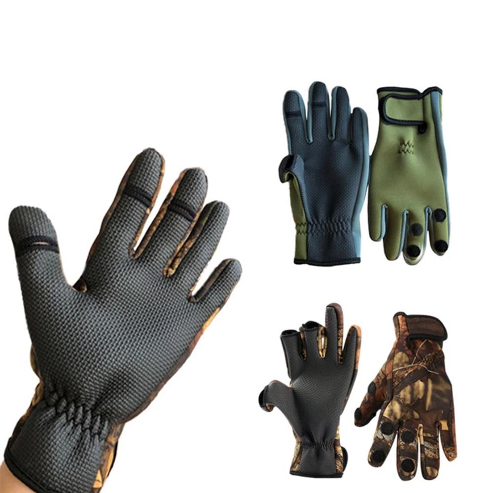 Winter Camouflage Fishing Gloves Waterproof Anti-slip Outdoor Sports