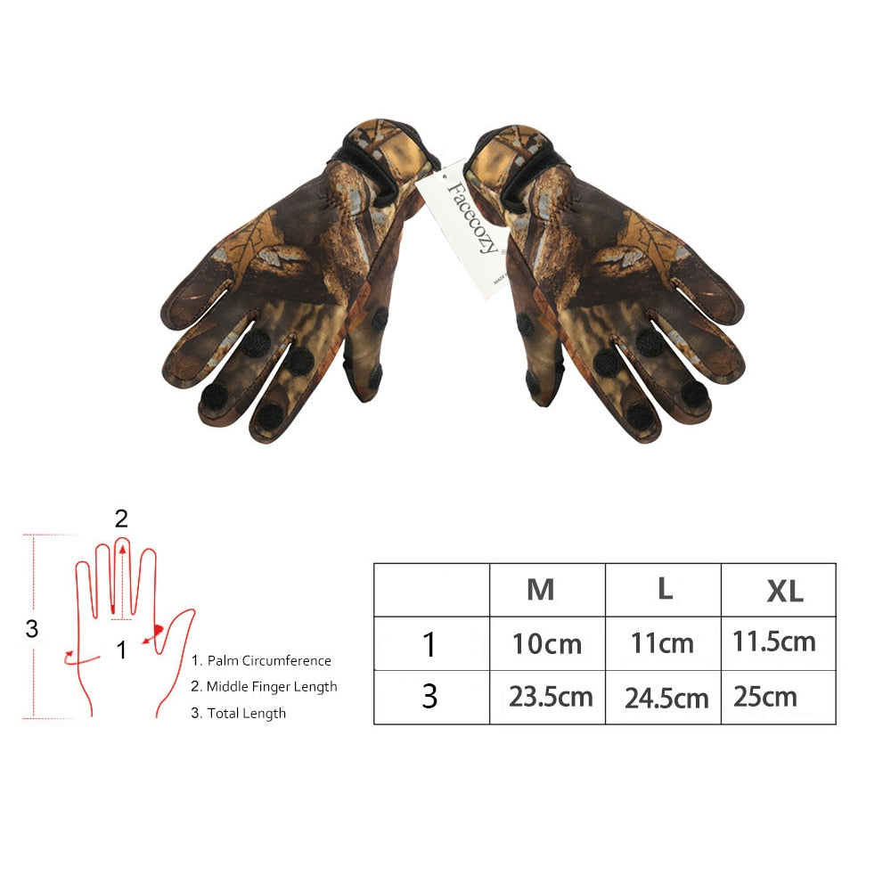 Winter Camouflage Fishing Gloves Waterproof Anti-slip Outdoor Sports
