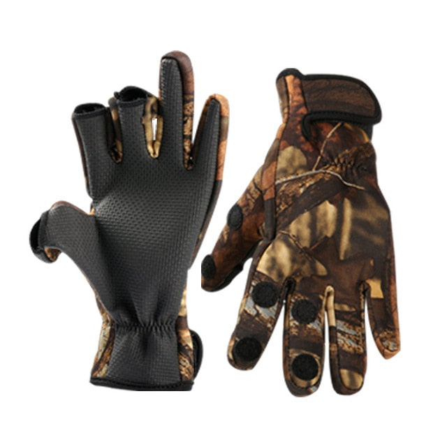Winter Camouflage Fishing Gloves Waterproof Anti-slip Outdoor Sports