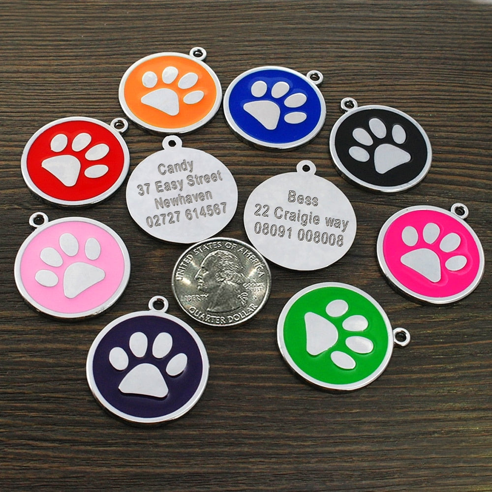 Paw Custom Dog Tag Pet Collar ID Name Tags