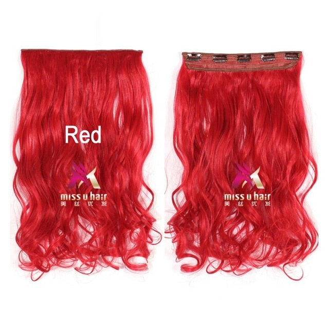 Long Wavy Clip On Hair Extensions Ombre Rainbow