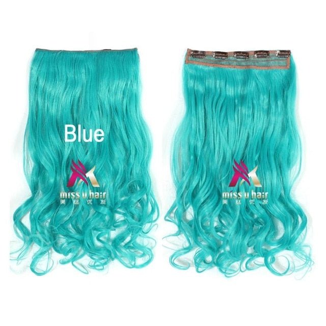 Long Wavy Clip On Hair Extensions Ombre Rainbow
