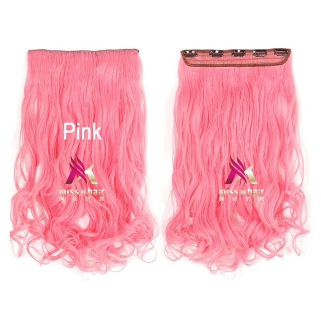 Long Wavy Clip On Hair Extensions Ombre Rainbow