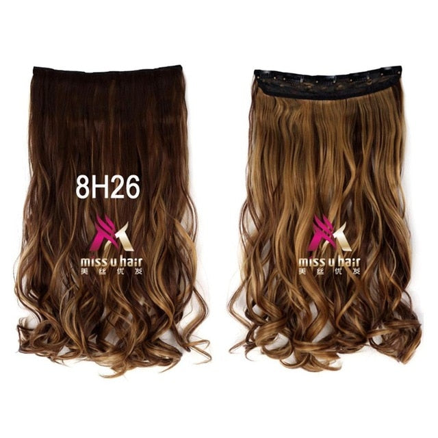 Long Wavy Clip On Hair Extensions Ombre Rainbow