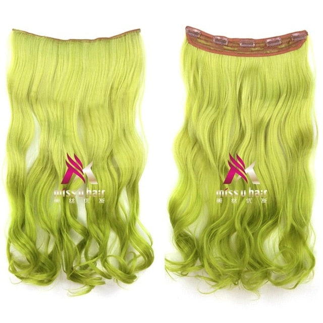 Long Wavy Clip On Hair Extensions Ombre Rainbow