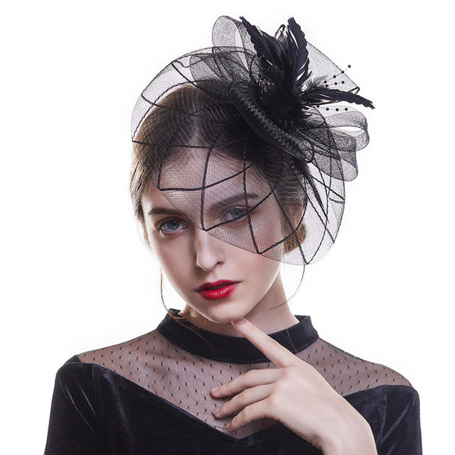 Outtop Fascinators Women Flower Mesh Hat Ribbons And Feathers Headwear