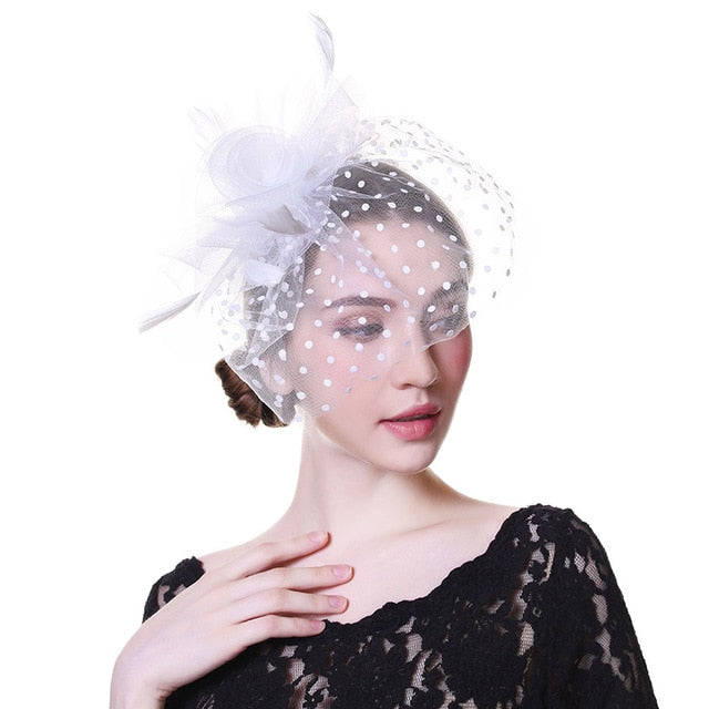 Outtop Fascinators Women Flower Mesh Hat Ribbons And Feathers Headwear