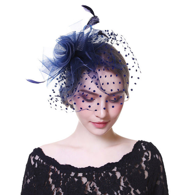 Outtop Fascinators Women Flower Mesh Hat Ribbons And Feathers Headwear