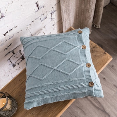 Nordic Solid Pillow Cover Double Cable Knit Diamond Cover
