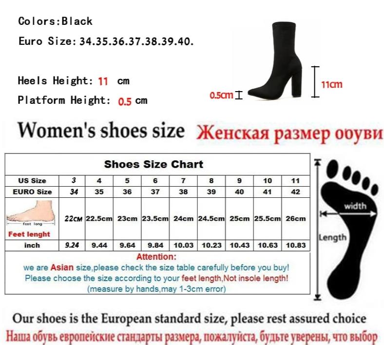 Womens Black Flock Ankle Boots Pointed Toe Heel With Zipper