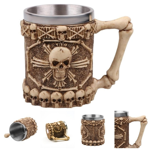 Skull Dragon Resin Stainless Steel Beer Mug