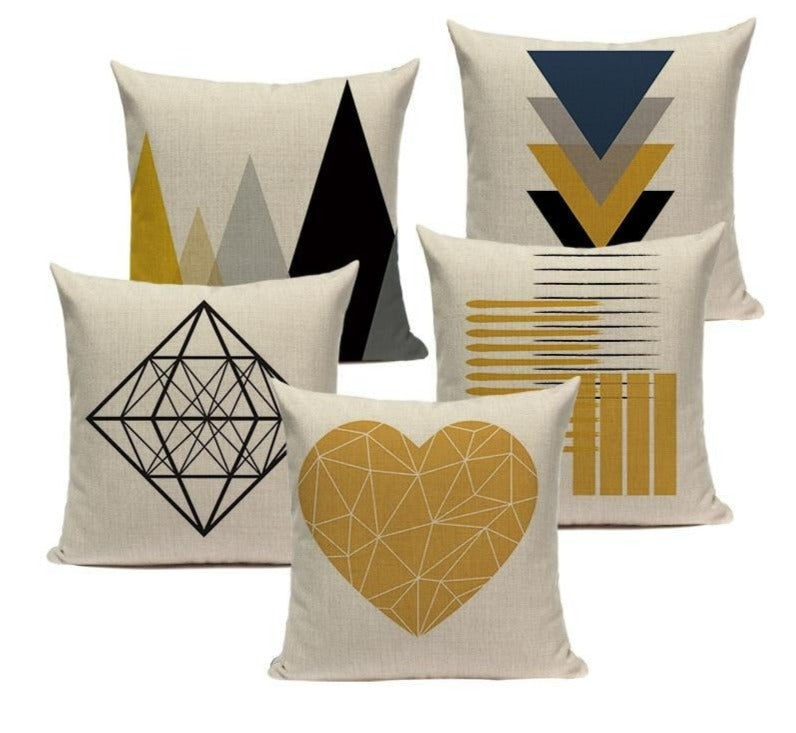 Yellow Pillow Case Geometric Cover Nordic Decor