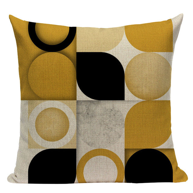 Yellow Pillow Case Geometric Cover Nordic Decor