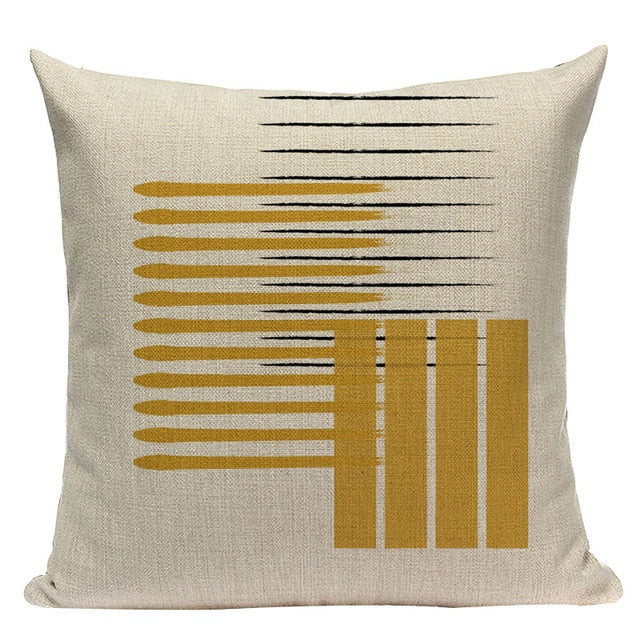 Yellow Pillow Case Geometric Cover Nordic Decor