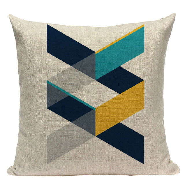 Yellow Pillow Case Geometric Cover Nordic Decor