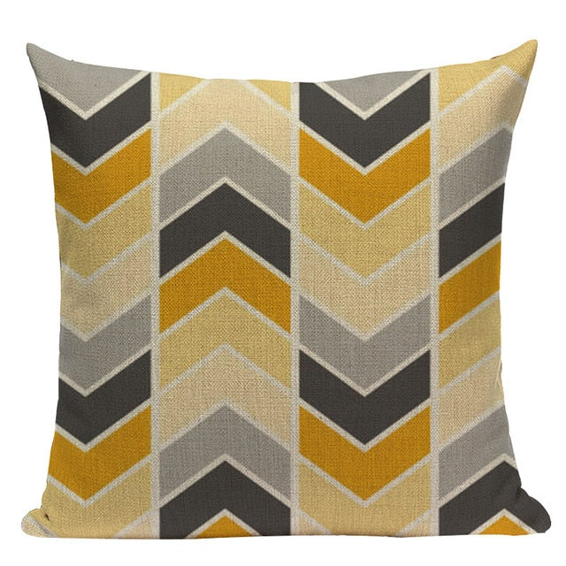 Yellow Pillow Case Geometric Cover Nordic Decor