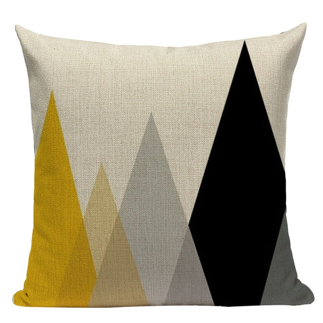 Yellow Pillow Case Geometric Cover Nordic Decor
