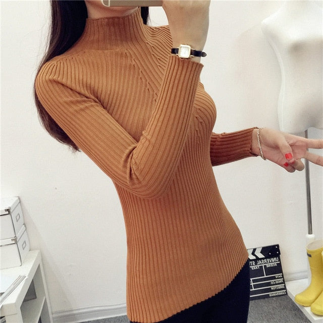 Womens Half Turtleneck Long Sleeve Sweater