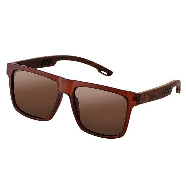 Mens Square UV400 Sport Wooden Sunglasses