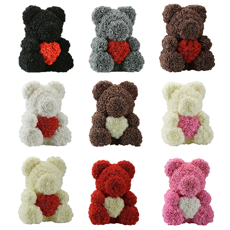 40cm Teddy Bear Rose with Heart Flower Artificial Gift