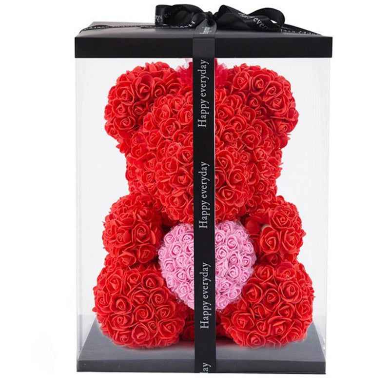 40cm Teddy Bear Rose with Heart Flower Artificial Gift