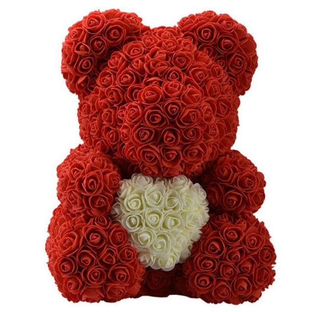 40cm Teddy Bear Rose with Heart Flower Artificial Gift