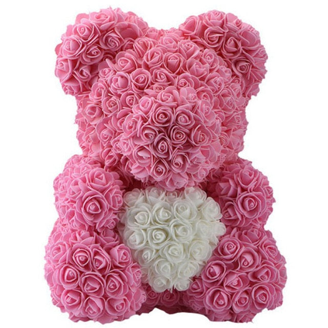 40cm Teddy Bear Rose with Heart Flower Artificial Gift