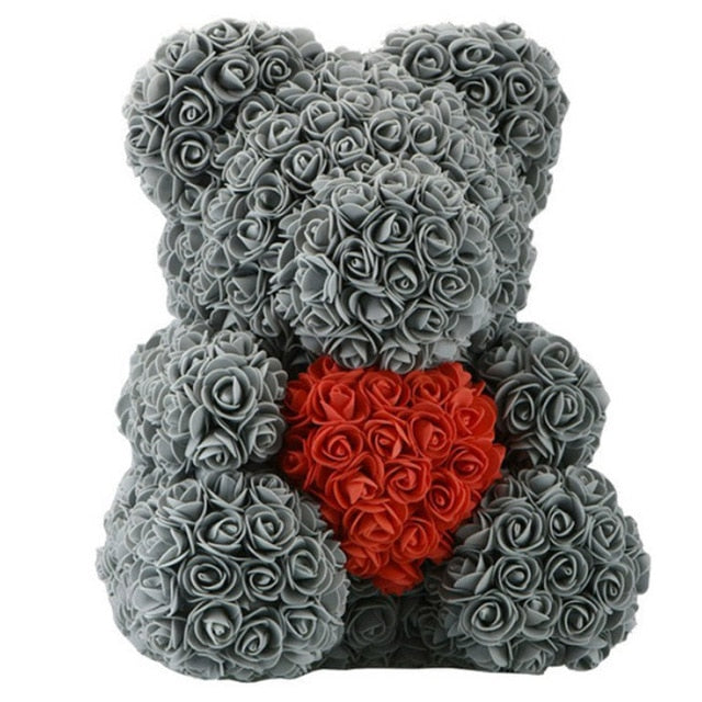 40cm Teddy Bear Rose with Heart Flower Artificial Gift