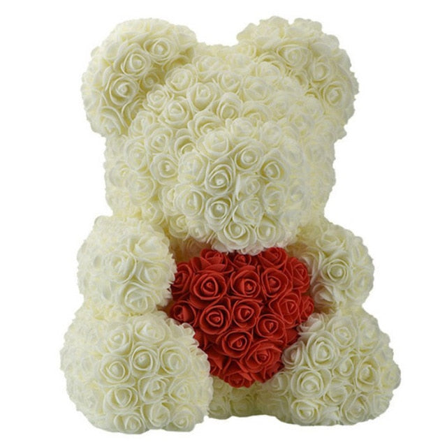 40cm Teddy Bear Rose with Heart Flower Artificial Gift