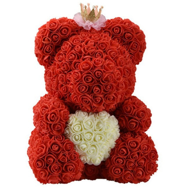 40cm Teddy Bear Rose with Heart Flower Artificial Gift
