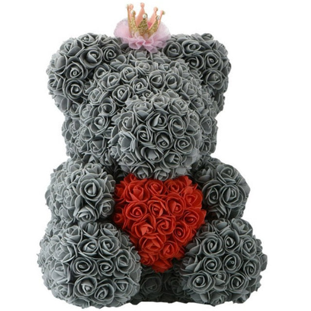 40cm Teddy Bear Rose with Heart Flower Artificial Gift
