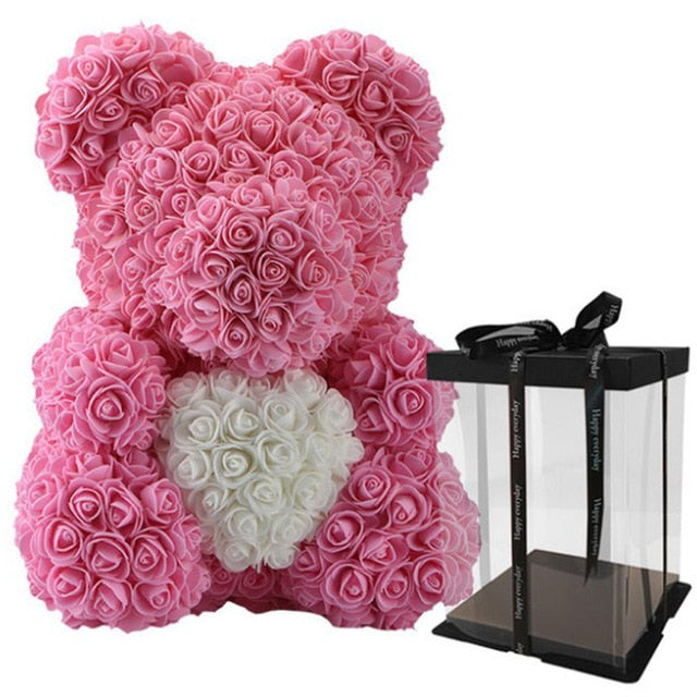 40cm Teddy Bear Rose with Heart Flower Artificial Gift