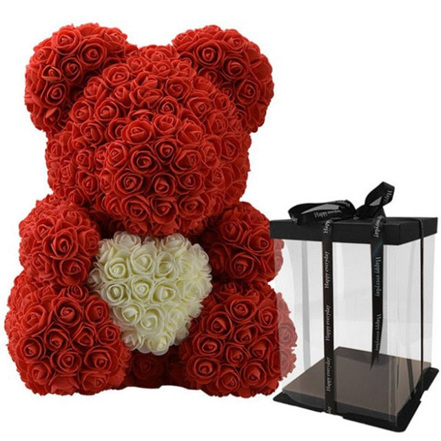 40cm Teddy Bear Rose with Heart Flower Artificial Gift