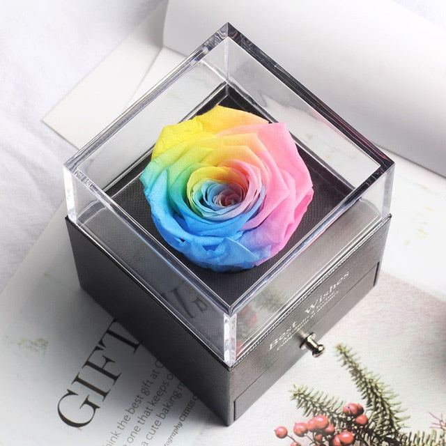 Rainbow Glass Dome Rose LED Beauty Beast Preserved Rose