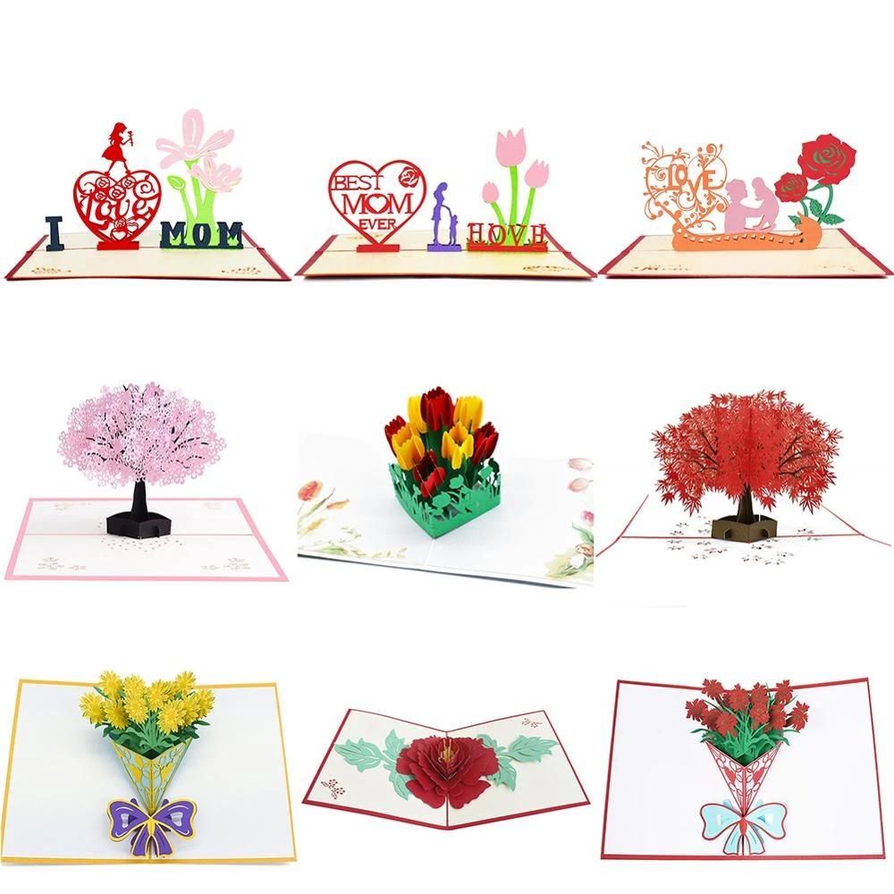 3D Pop Up Mothers Day Flower Greeting Birthday Card