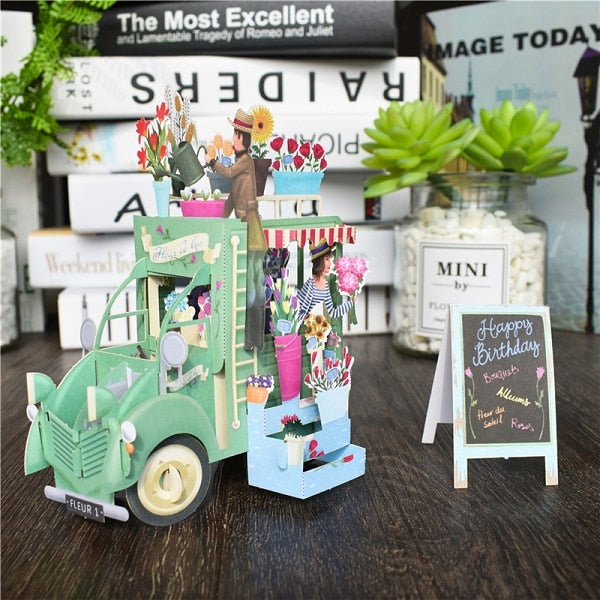 3D Pop Up Cards Birthday Train Plain Sailboat Bike Guitar