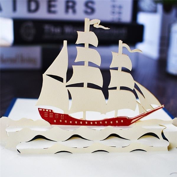 3D Pop Up Cards Birthday Train Plain Sailboat Bike Guitar